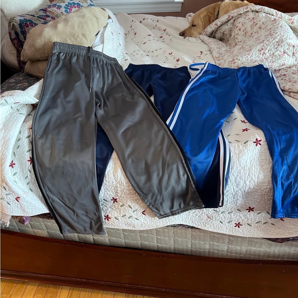 Gray and Blue Athletic Pants Set